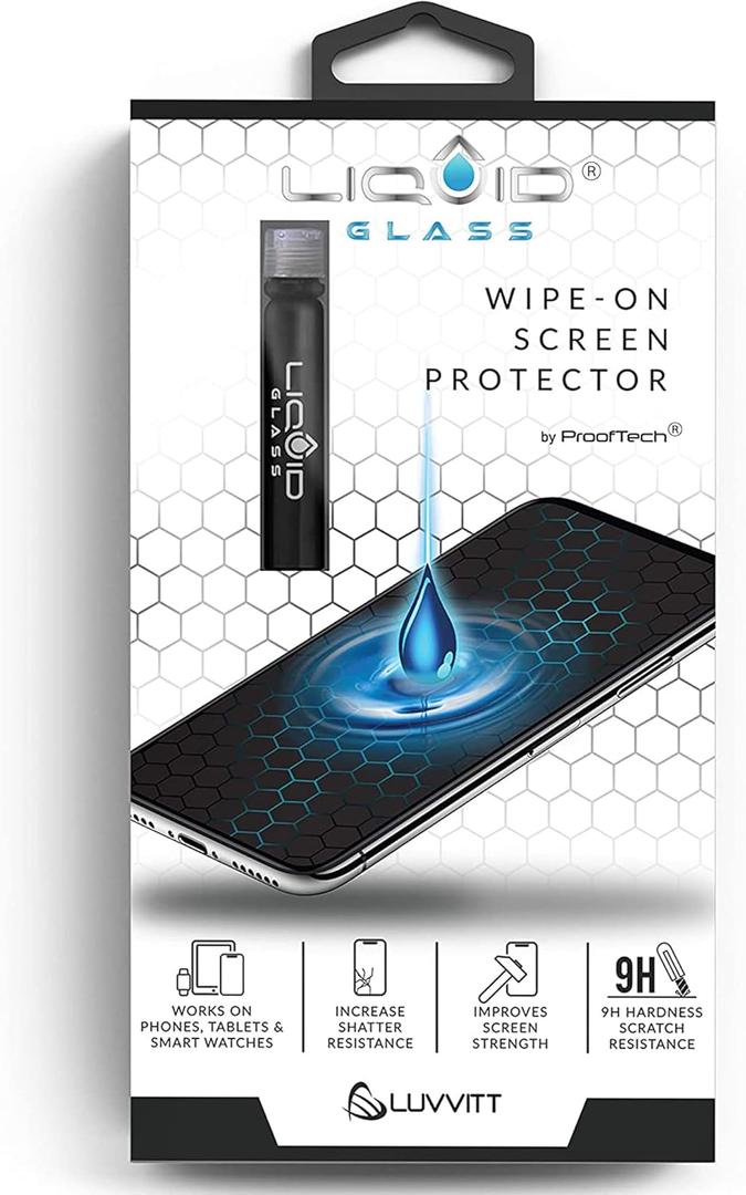 LIQUID GLASS Screen Protector for All Smartphones Tablets and Watches Scratch and Shatter Resistant Wipe On Nano Protection for Up To 4 Devices - Bottle