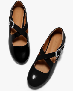 Coutgo Women's Ballet Flats Comfortable Closed Round Toe Criss Cross Ankle Strap Dress Dance Flat Shoes Size 6