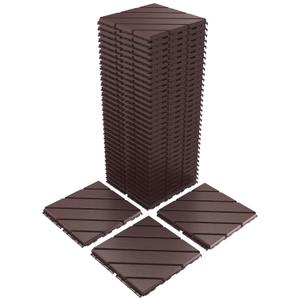 VANCASTLE 36 Pack Interlocking Deck Tiles, 12"x12" Patio Pavers, Heavy Duty Plastic Outdoor Flooring with Drainage, Waterproof Non-Slip Snap-Together Tiles for Balcony, Poolside, Garage, Dark Brown