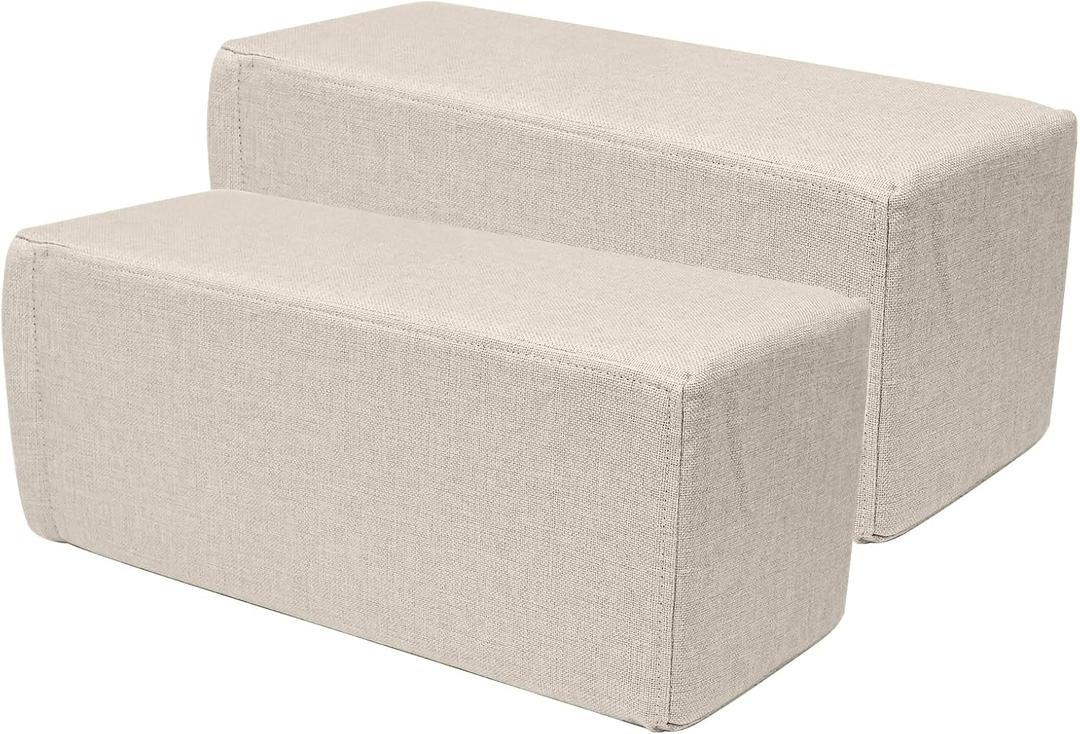 2 Pack Couch Arm Rest Pillow, 8''x8''x20'' Linen Cover, High Density Foam Armrest Cushion, Removable & Washable Elbow Support for Sofa, Bed, and Armchair (Beige), 7.9x7.9x19.7 IN