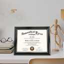 GraduationMall 8.5x11 Certificate Diploma Frame,Solid Wood & Tempered Glass,Black Finish with Gold Trim