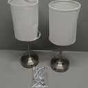 Touch Control Cordlss Table Lamp, USB-C Rechargeable Lamp with Stepless Dimming, 4000mAh Battery Operated Bedside Lamp for Bedroom, Living Room, Night Light & Emergency Lighting, Silver, 2 Pack