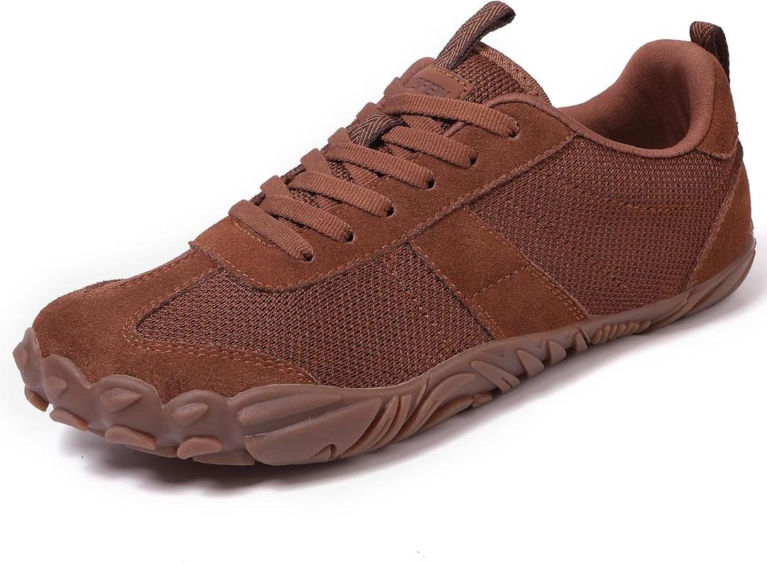 UBFEN Sneakers Barefoot Shoes for Womens Mens Minimalist Trail Running Hiking Comfortable Walking Brown US Size 7 Women/5 Men
