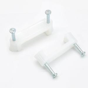 Biaungdo 100 Pcs Cable Wire Clips with Two Steel Nails, 16mm White Cable Clips Nail Management Nail-in Clamps Wall Wire Cable Fasteners for Ethernet Cord, Cable(8mmx2)