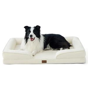 Bedsure Orthopedic Dog Beds Large-Sized Dog - Washable Large Dog Cat Bed Waterproof, Comfort Dogs Couch Sofa with Washable Removable Cover, Pet Bed with Nonskid Bottom, Ivory, 35"