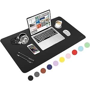 WisFox Mouse Pad, Leather Desk Pad Protector, Office Desk Mat, Non-Slip PU Leather Desk Blotter, Laptop Desk Pad, Waterproof Desk Writing Pad for Home Office Decor(Blue, 31.5" x 15.7")