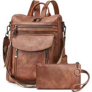 Shrrie Backpack Purse for Women Fashion Leather Backpack Purse Designer Travel Backpack Convertible Shoulder Bag with Wristlet (1 Two-toned Brown)
