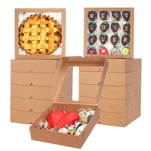 ROSPAKTEK 40pcs Valentine's Christmas Bakery Boxes 10x10x2.5 Inches - Brown for Pie, Charcuterie & Treats