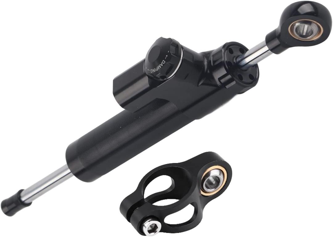 Steering Damper, Black CNC Machined Aluminum Universal Motorcycle Steering Damper Stabilizer Linear Reversed Safety Control with Mounting Bracket for Most of Motorcycles Steering Damper, Black CNC Machined Aluminum Universal Motorcycle Steering Damper Stabilizer Linear Reversed Safety Control with Mounting Bracket for Most of Motorcycles
