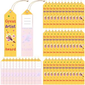 Tingjoo 50 Pcs Great Artist Ribbons 8 x 2 Inches Award Ribbons with Cards and Strings, Prize Achievement Honorable Mention for Team Competition Rewards Participation Gift Prizes