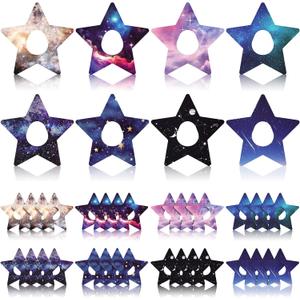 Geiserailie 32 Pack Pentagram Adhesive Patches Compatible with Dexcom G7, Cgm Patches, Galaxy Adhesive Tape Stickers, Sensor Covers Waterproof Sweat Proof Flexible Breathable Pre-Cut, Long Lasting