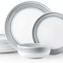 Stoneware Dinnerware Set for 4, 12-Piece Ceramic Plates & Bowls