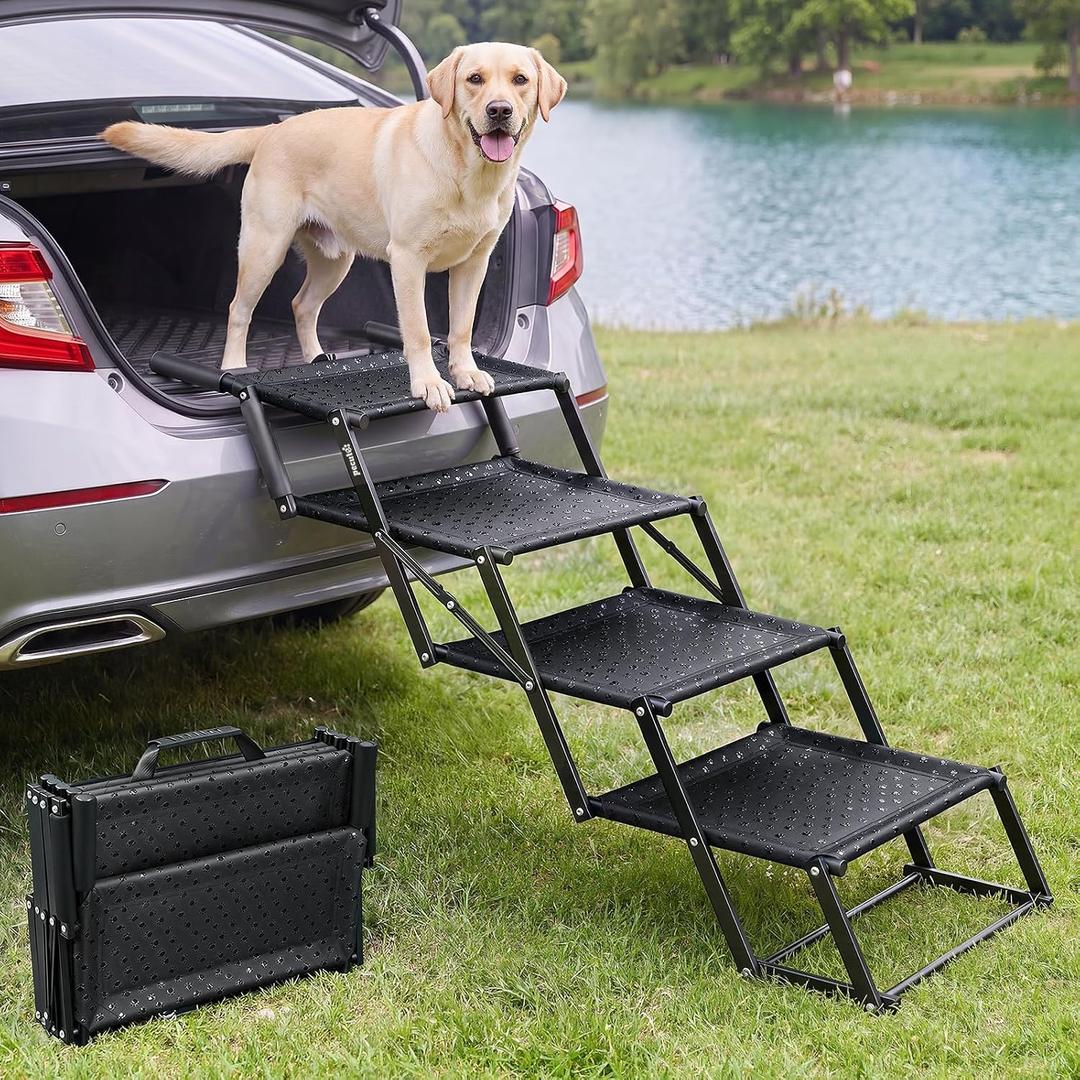 4‑Step Dog Stairs for Car Trunk, 18.5" Wide Foldable Lightweight Pet Stairs
