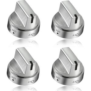 4 Pack Stainless Steel WB03x24818 Gas Stove Knob Replacement for ge,PS11729081 AP5989029 Stainless Steel Stove Replacement Knobs,Compatible with ge Stove KnobNot Universal