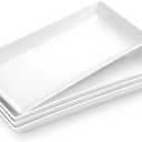 MALACASA Serving Platters Set of 4, Ceramic Serving Platters and Trays for Serving Food, Rectangular Serving Trays for Party, Large Serving Plates, Party Serving Trays and Platters - 14 Inch, White