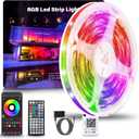 Led Lights for Bedroom 50ft (1 Roll), Color Changing RGB Led Strip Lights with 60 Keys Remote and App Control, Music Sync Led Lights for Room Kitchen Party Home Decor