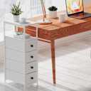YBING Narrow Dresser for Bedroom, Slim Side Table with Drawer, Dresser Storage Cabinet with 4 Fabric Drawers, Chest of Drawers for Small Space, White