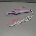 Automatic Rotating Curling Iron with 4 Temperature - Beach Waves Curling Wand, Portable Hair Curler, Dual Voltage & Lightweight for Travel, Automatic Shut-Off, Anti-Scald-Purple