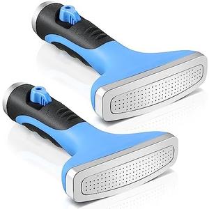 Dreyoo Fan Spray Nozzle for Garden Hose, Heavy Duty Garden Hose Head Spray for Watering Wand with Flow Control and Ergonomic Insulated Grip, Blue (2 Pack)