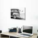 Hardy Gallery Coastal Wall Art Surfboard Pictures: Beach Wall Decor Seaside Black White Car Artwork Surfing Ocean Print in Canvas Painting for Bathroom 45" x 30"