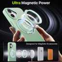 QTlier for iPhone 16 Case, 360 Rotatable Ring Stand, Raised Camera Frame, Shockproof Case Compatible with MagSafe, Case for iPhone 16, Translucent Avocado Green