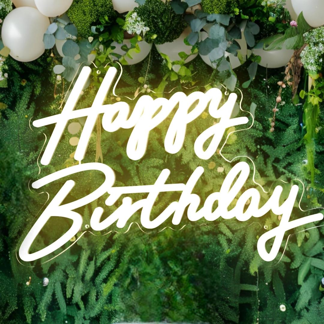 Neon Signs Large Size 22.5x14inch Light Up Led Signs For Backdrop Neon Birthday Sign With Dimmer Switch For Party Decoration (Warm White) (Power By Usb)
