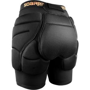 Soared 3D Protection Hip Butt XPE Padded Shorts for ski, ice Skating, Snowboarding, Skateboard for Men Women (Medium, Black)