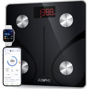 RENPHO Scale for Body Weight 500 lbs, Extra-High Capacity Smart Bathroom Scale with Ultra Wide Platform 12 x 12 inches, Body Fat Scale with Large LED Display, Health Monitor Sync App, Elis 1 L