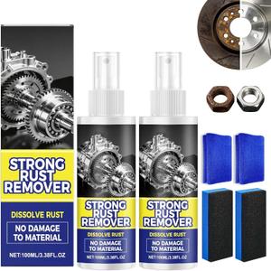 Rust Remover Spray for Metal, Multipurpose Rust Stain Remover,Rust Remover Spray,Heavy Duty Metal Cleaner for Vehicles, Tools, Chains,Iron Out Rust Stain Remover(2pcs)