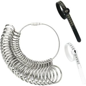 Ring Sizer Measuring Tool 3-in-1 Set Ring Sizing Kit, Ring Sizers for Measuring 0-13 with Half Sizes 27-Piece, 2 Pcs Ring Measurer US Sizer 1-17 with Magnifier for Women Men