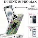 for iPhone 16 Pro Max Case, Animal Phone Cases for iPhone 16 Pro Max, Scratch Resistant Shockproof Cover, Aesthetic Clear Phone Cover, Black Cat Case, Black Cat in Irises（B080）