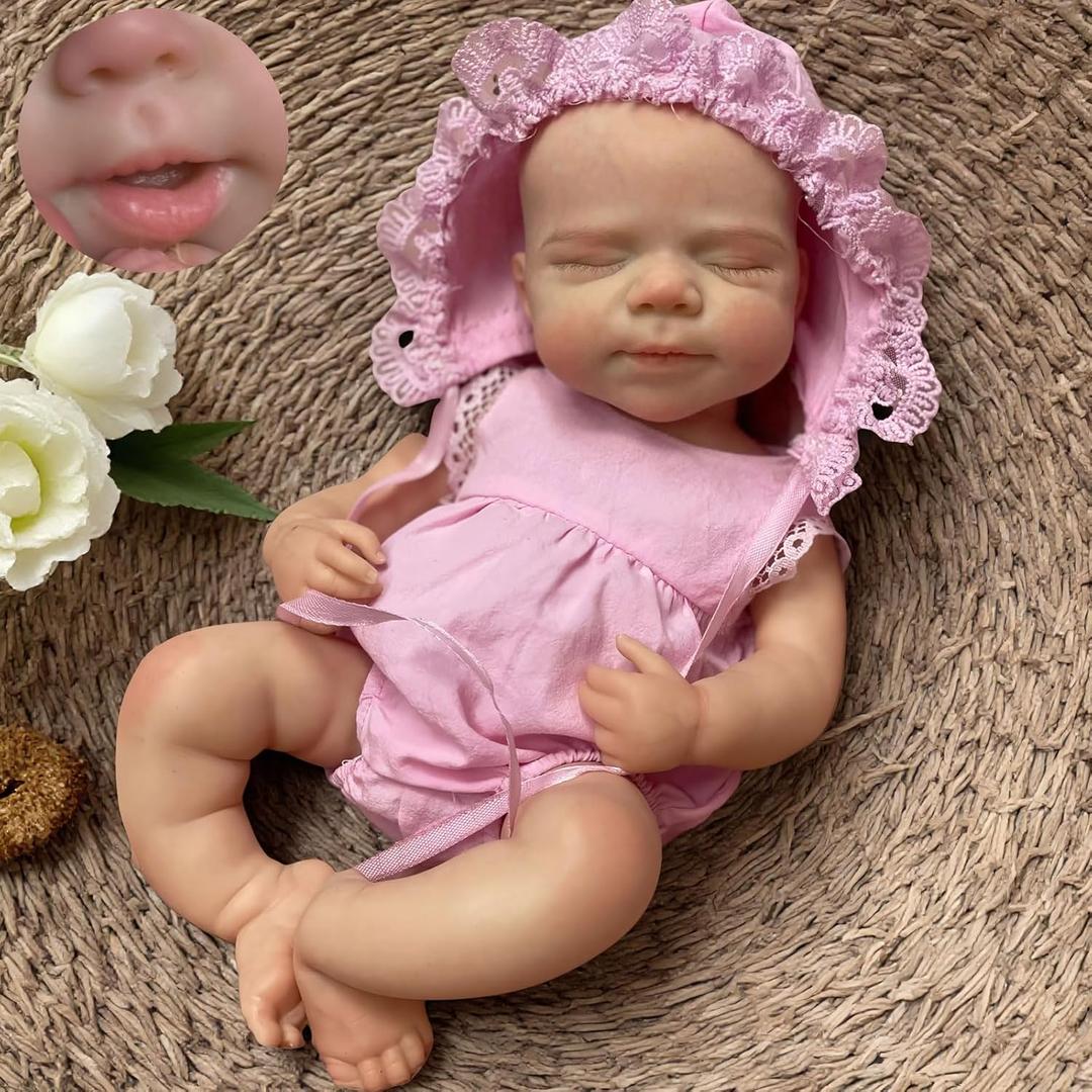 Gileutay 12inch Silicone Baby Dolls Full Body Girl Realistic Reborn Dolls Lifelike Hand Painted Sleeping Newborn Babies for Toddlers