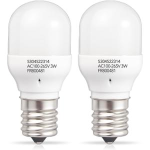 2 Pcs 5304522314 Refrigerator LED Light Bulb for Frigidaire, KEI D28X KEL 2816X Light Bulb 3W Base E17 AC100-265V