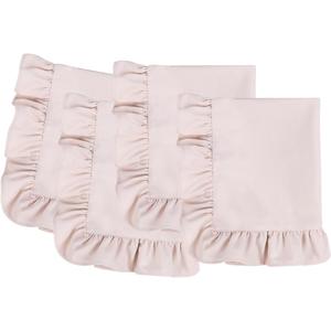 Linen Cotton Ruffle Dinner Napkins 18 x 18 Inch - Cloth Napkins Set of 4 for Spring, Holiday - Handcrafted and Washable Fabric (Beige)