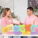 HAKOTI Valentines Day Paper Plates Supplies Conversation Heart Tableware,40Pcs Heart Shaped Plates and Napkins