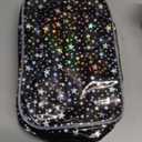 Star Print Black PVC Makeup Bag with Handle - 8.66 * 5.51 * 5.51 inch,Clear Storage Bag Toiletry Pocket Portable Zippered Pouch Waterproof Cosmetic Organizer Bags for Women(Black-L)