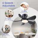 Kviflon 32 Inch Modern Ceiling Fans with Lights, Small Flush Mount Ceiling Fan with Light and Remote/APP Control, 5 Reversible 6 Speeds Curved Blades, 3 CCT Dimmable Lights for Bedroom, Black