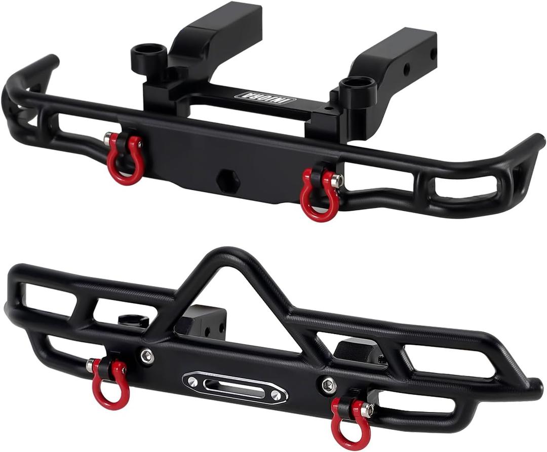 INJORA CNC Aluminum Front and Rear Bumper for 1/18 RC Crawler FMS FCX18 LC80 Upgrade