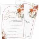 Watercolor Floral Bridal Shower Invitations, 25 Boho Invites With Envelopes, Fill In Style Invites For Bridal Shower, Mr & Mrs Newlyweds Celebration, Party Favor & Supplies - A03