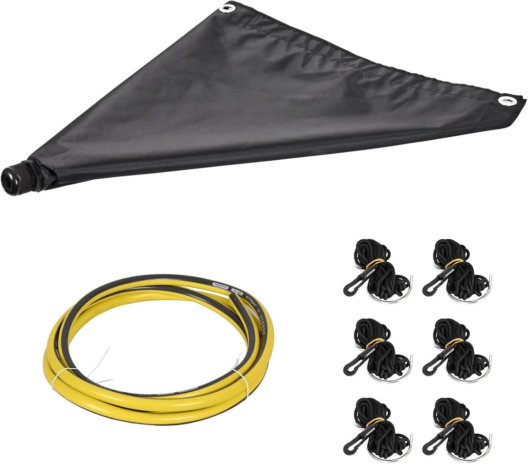 Ceiling Roof Leak Diverter Tarp, Heavy Duty Tarp Waterproof for Roof Drip & Rain Collection with Drain Hose, Water Leak Diverter for Ceiling Areas & Overhead Structures,5x5 ft