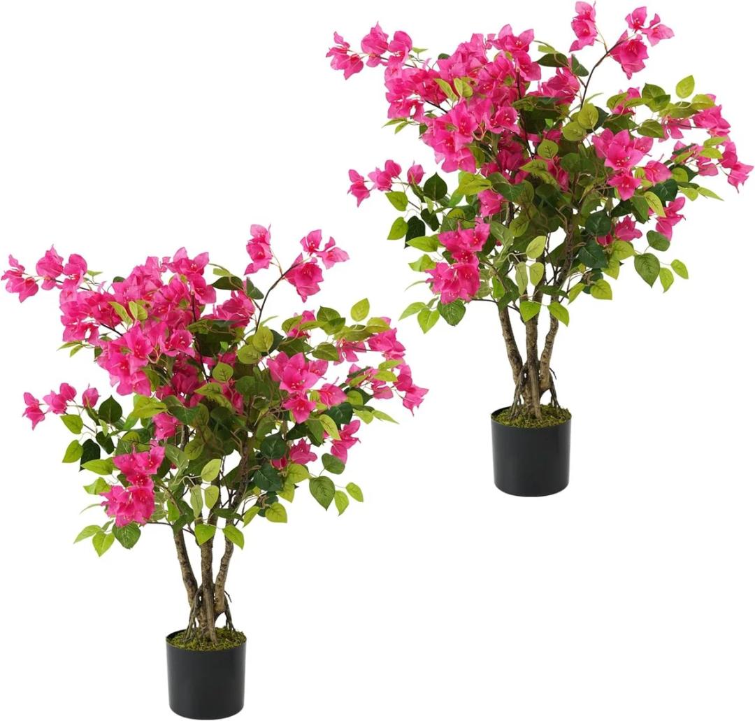 VIGGDA Artificial Tree Faux Bougainvillea Tree 3ft Tall Fake Bougainvillea Plant in Pot Fake Silk Tree Faux Plants Indoor(2pack)