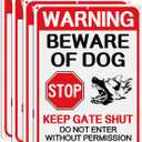 T&R Large Beware of Dog Signs - 4 Pack - 14 x 10 Inches Rust Free .040 Aluminum Reflective for Fence - Do Not Enter Sign for Garden and Yard, Wall Decor - 6 Pre-drilled Holes