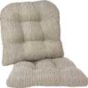 Klear Vu Gripper Overstuffed Universal Non-Slip Dining Chair Cushions for Kitchen Decor or Office Use, U-Shaped Skid-Proof Seat Pad, 15x15 Inches, 2 Count (Pack of 1), Waffle Natural