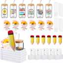 Mumufy 6 Set Teacher Appreciation Gift Boxes-16oz Glass Cups with Lids Straws Brushes and Sunflower Faux Bouquets & Carry Boxes & Pencil Tags for Teacher Appreciation Gifts Bulk Graduation Gift