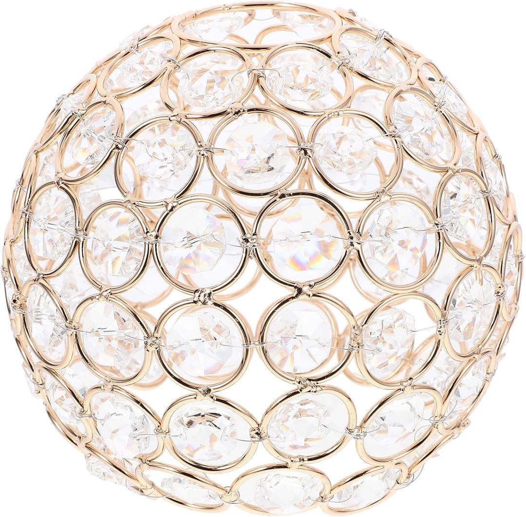 Uonlytech Gold Crystal Chandelier Lamp Shade Round Ceiling Lamp Cover Shade Table Wall Bulb Shade Cover Fixture Decorative Ceiling Light Pendant Shade