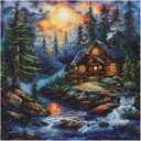 Xinpinzhou River 11ct Cross Stitch Kits, 11 CT Funny Pre Printed Counted Stamped Cross Stitch Embroidery Needlepoint Cottage Patterns Kits for Beginners Adults Crossstitch 40 x 40 cm