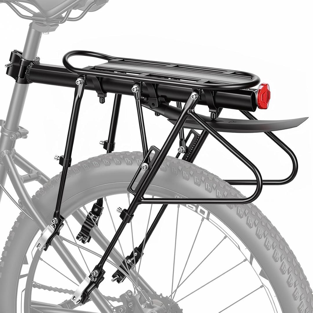 West Biking Bike Rack, 220Lb Weight Capacity, Universal and Adjustable, Upgraded Clamp Range of 1.8–2.75 CM, Rear Bike Rack with Fenders, Suitable for e-Bike Luggage Racks