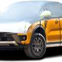 Guuffe Half Car Cover Car Cover for Sunshade Half Car Body Cover Snow Cover Waterproof Universal Silver with Cotton (Pickup -Crew Cab)