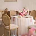 Ling's Moment 10Ft Nude Sheer Chiffon Like Table Runner Champagne Tulle Table Runner with Silver Sparkle for Elegant Wedding Rustic Boho Party Bridal Shower Beige Decorations Birthday
