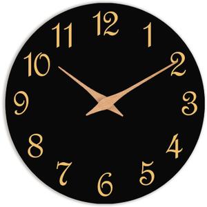 Wall Clock 12 Inch, Modern Wall Clocks Battery Operated, Silent Non Ticking Clock Decorative for Living Room, Office, Bedroom, Home, School (Black Gold)
